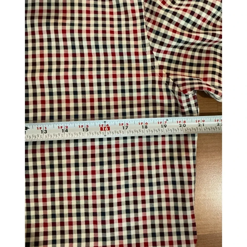 Banana Republic Non Iron Slim Fit Shirt Mens Medium Red Ivory Gingham Check